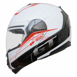 BEON- ÇENE AÇILIR VİZÖRLÜ KASK [B700] [BEYAZ-KIRMIZI] [B-SHOCK] [L] - 1