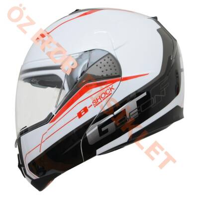 BEON- ÇENE AÇILIR VİZÖRLÜ KASK [B700] [BEYAZ-KIRMIZI] [B-SHOCK] [L] - 2