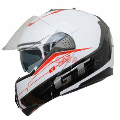 BEON- ÇENE AÇILIR VİZÖRLÜ KASK [B700] [BEYAZ-KIRMIZI] [B-SHOCK] [L] - 3