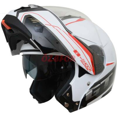 BEON- ÇENE AÇILIR VİZÖRLÜ KASK [B700] [BEYAZ-KIRMIZI] [B-SHOCK] [L] - 5