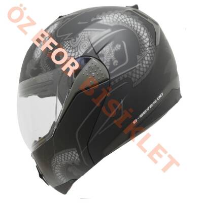 BEON- ÇENE AÇILIR VİZÖRLÜ KASK [B700] [EJDERHA DESEN] [L] - 1