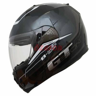 BEON- ÇENE AÇILIR VİZÖRLÜ KASK [B700] [GRİ-SİYAH] [B-SHOCK] [L] - 1