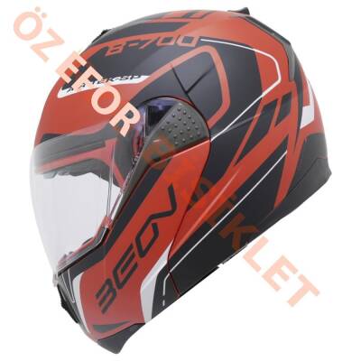 BEON- ÇENE AÇILIR VİZÖRLÜ KASK [B700] [KIRMIZI - SİYAH] [AIR TEK] [L] - 1