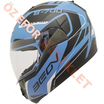 BEON- ÇENE AÇILIR VİZÖRLÜ KASK [B700] [MAVİ - SİYAH] [AIR TEK] [L] - 1