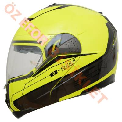 BEON- ÇENE AÇILIR VİZÖRLÜ KASK [B700] [NEON SARI] [B-SHOCK] [L] - 1