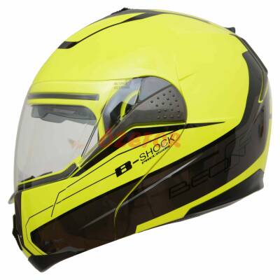 BEON- ÇENE AÇILIR VİZÖRLÜ KASK [B700] [NEON SARI] [B-SHOCK] [M] - 1