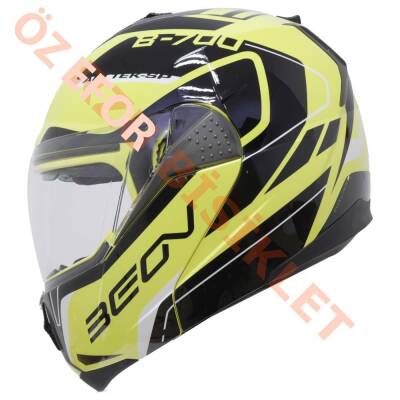 BEON- ÇENE AÇILIR VİZÖRLÜ KASK [B700] [SARI-SİYAH] [AIR TEK] [L] - 1