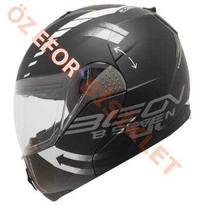 BEON- ÇENE AÇILIR VİZÖRLÜ KASK [B700] [SİYAH - BEYAZ] [VERTİGO] [L] - 1