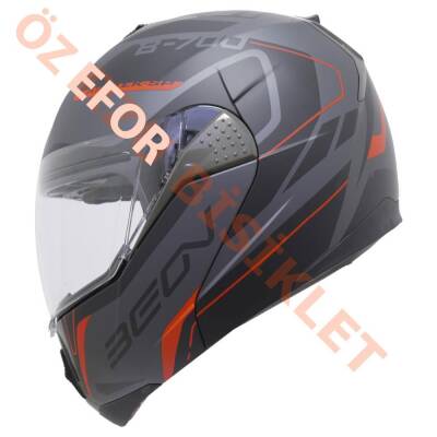 BEON- ÇENE AÇILIR VİZÖRLÜ KASK [B700] [SİYAH - KIRMIZI] [AIR TEK] [L] - 1