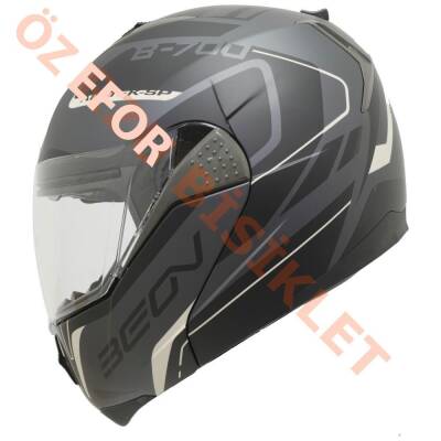 BEON- ÇENE AÇILIR VİZÖRLÜ KASK [B700] [SİYAH - KREM] [AIR TEK] [L] - 1