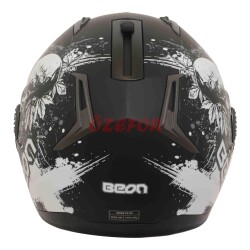 BEON- ÇENE AÇILIR VİZÖRLÜ KASK [B700] [SİYAH -KURU KAFA DESENLİ] [L] - 3