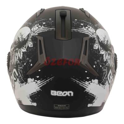 BEON- ÇENE AÇILIR VİZÖRLÜ KASK [B700] [SİYAH -KURU KAFA DESENLİ] [L] - 3