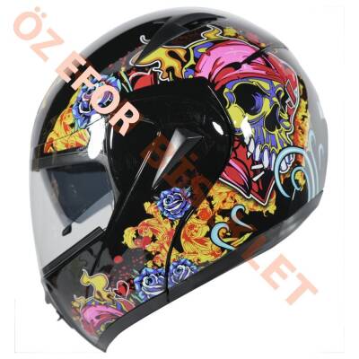 VRT - ÇENE AÇILIR VİZÖRLÜ KASK [MB808] [KURU KAFA - ATEŞ] [L] - 2