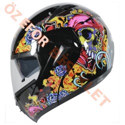 VRT - ÇENE AÇILIR VİZÖRLÜ KASK [MB808] [KURU KAFA - ATEŞ] [XL] - 2