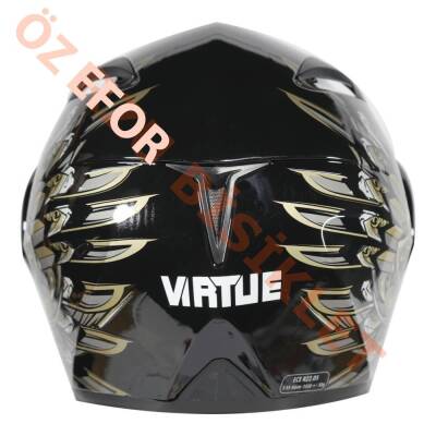 VRT - ÇENE AÇILIR VİZÖRLÜ KASK [MB808] [SİYAH - GOLD] [L] - 3