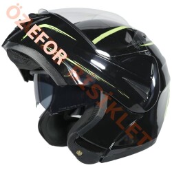 VRT - ÇENE AÇILIR VİZÖRLÜ KASK [MB808] [SİYAH - SARI] [L] - 1