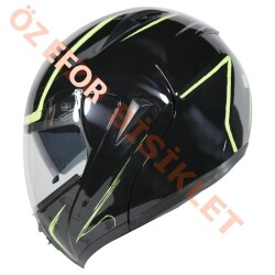 VRT - ÇENE AÇILIR VİZÖRLÜ KASK [MB808] [SİYAH - SARI] [L] - 2