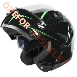 VRT - ÇENE AÇILIR VİZÖRLÜ KASK [MB808] [SİYAH - YEŞİL] [L] - 1